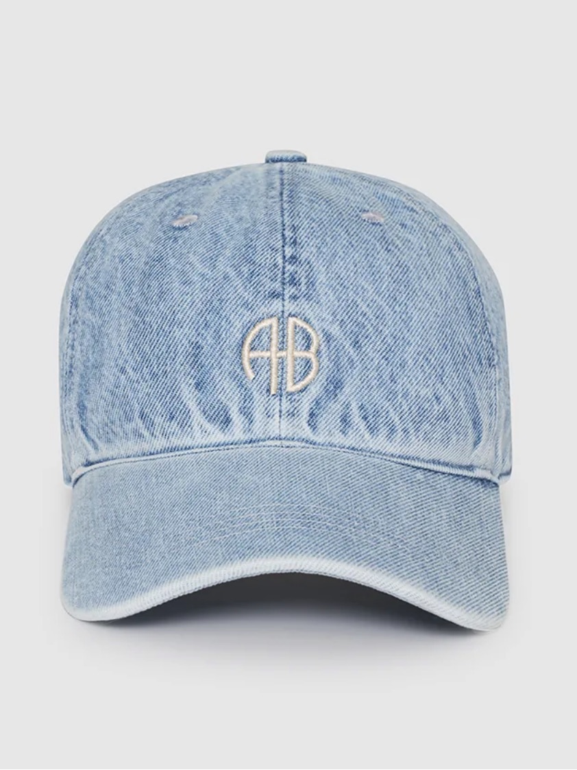 Anine Bing Light Blue Denim Cap With Ab Monogram